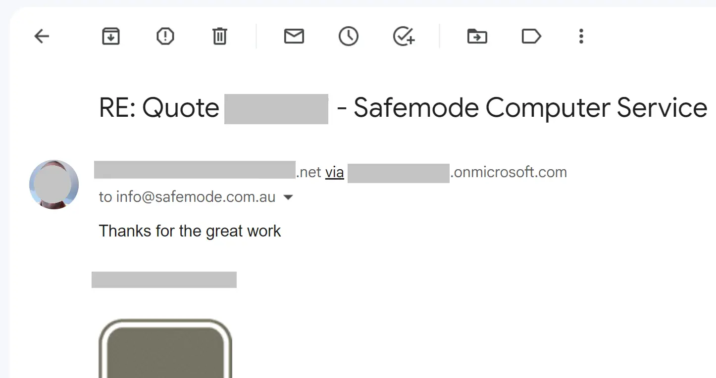 customer reply with a thank you note